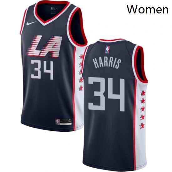 Womens Nike Los Angeles Clippers 34 Tobias Harris Swingman Navy Blue NBA Jersey City Edition